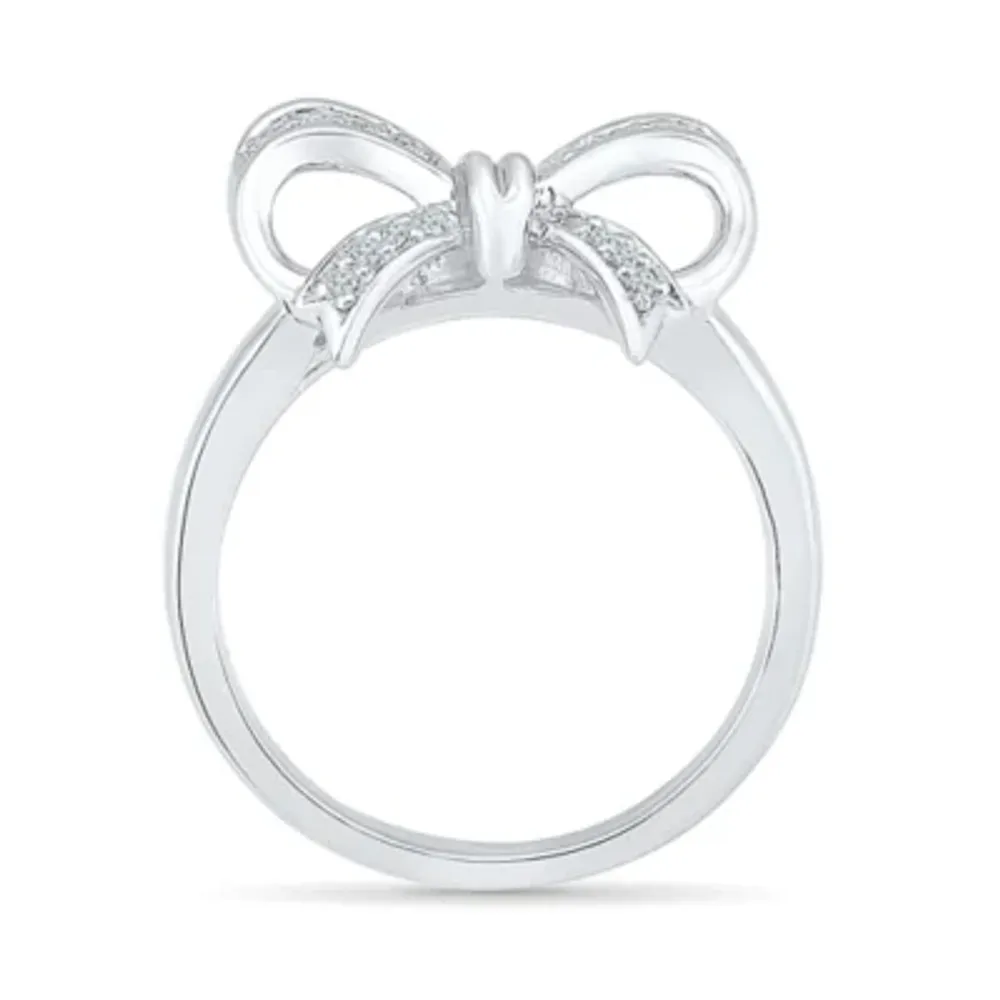 Womens 1/10 CT. T.W. Natural White Diamond Sterling Silver Cocktail Ring