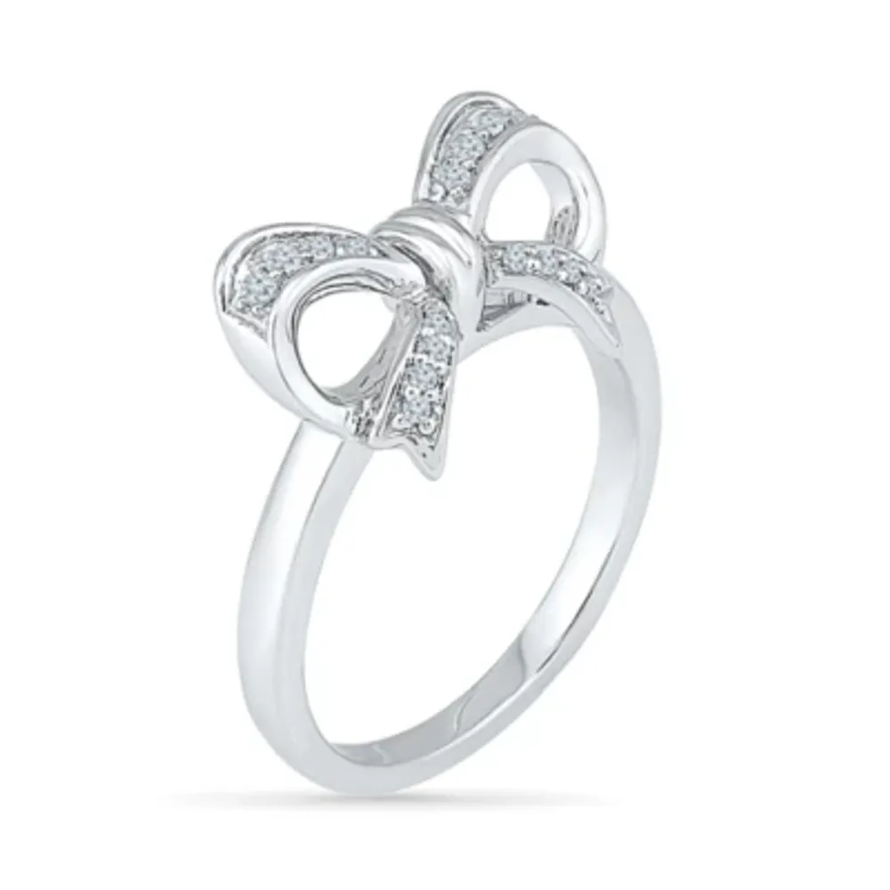 Womens 1/10 CT. T.W. Natural White Diamond Sterling Silver Cocktail Ring