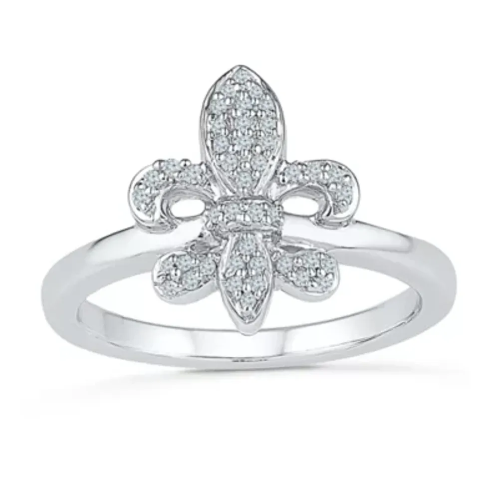 Womens 1/6 CT. T.W. Natural White Diamond Sterling Silver Cocktail Ring