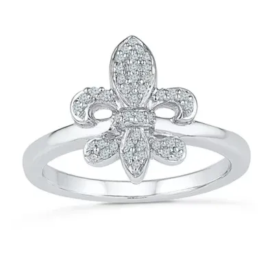 Womens 1/6 CT. T.W. Natural White Diamond Sterling Silver Cocktail Ring