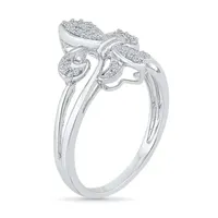 Womens 1/8 CT. T.W. Natural White Diamond Sterling Silver Fleur De Lis Cocktail Ring