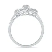 Womens 1/8 CT. T.W. Natural White Diamond Sterling Silver Fleur De Lis Cocktail Ring