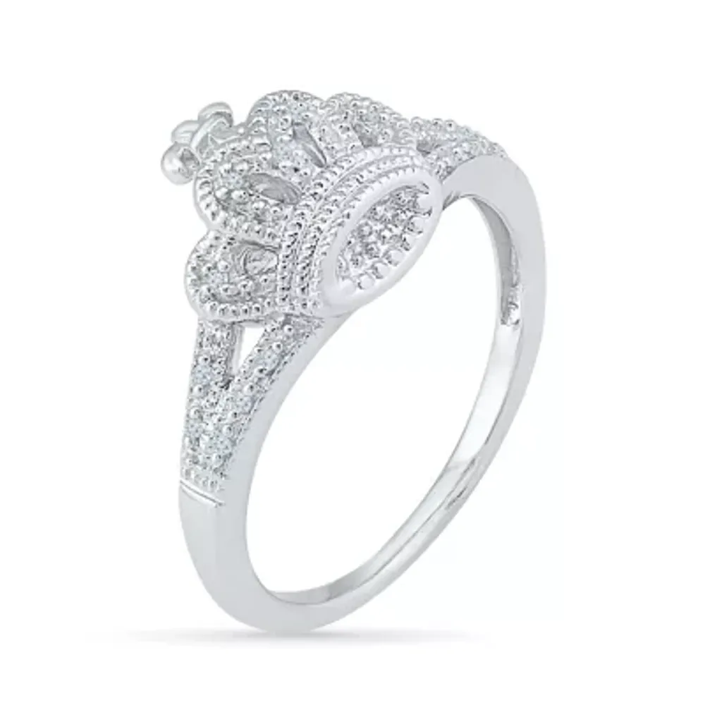 Womens Diamond Accent Natural White Sterling Silver Cocktail Ring