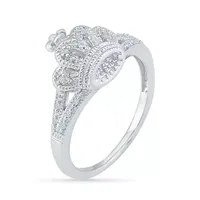 Womens Diamond Accent Natural White Sterling Silver Cocktail Ring