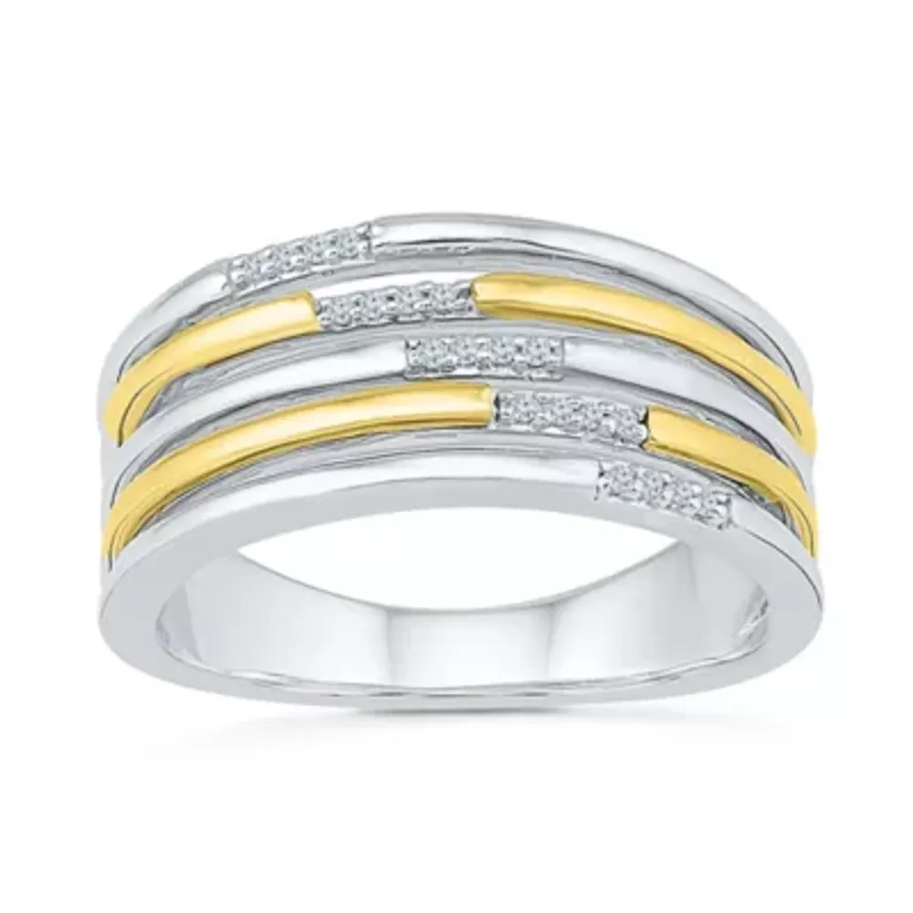 2MM Diamond Accent Natural White 10K Gold Over Silver Band