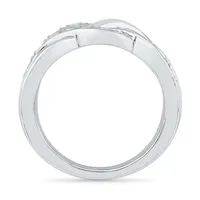 Womens Diamond Accent Natural White Sterling Silver Crossover Cocktail Ring