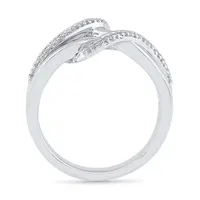 Womens 1/10 CT. T.W. Natural White Diamond Sterling Silver Crossover Cocktail Ring