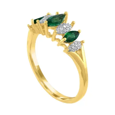 Womens 1/10 CT. T.W. Genuine Green Emerald 10K Gold Cocktail Ring