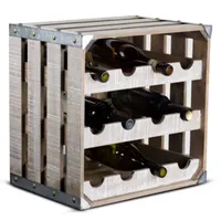 12 Bottle Rustic White Wood Crate Square Wine Rack