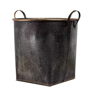 American Art Decor Metal Storage Basket with Bronze Detail