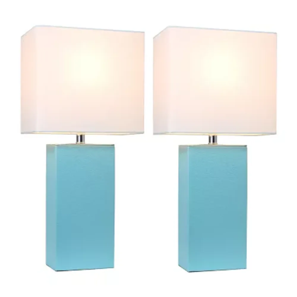 Elegant Designs 2 PK Modern Leather Table Lamps