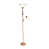 2 Light Floor Lamp with Marbled Glass Shades