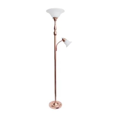 2 Light Floor Lamp with Marbled Glass Shades