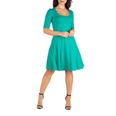 24seven Comfort Apparel 3/4 Sleeve A-Line Dress