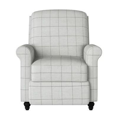 ProLounger Keaton Transitional Roll-Arm Push Back Recliner Check Patterned Fabric