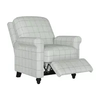 ProLounger Keaton Transitional Roll-Arm Push Back Recliner Check Patterned Fabric