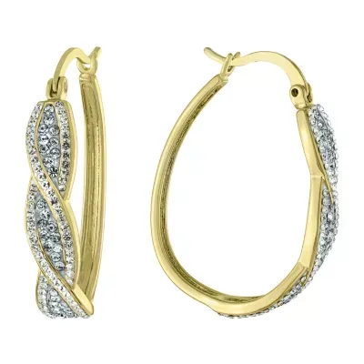 Sparkle Allure Crystal 14K Gold Over Brass Oval Hoop Earrings