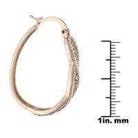 Sparkle Allure Crystal 14k Rose Gold Over Brass Oval Hoop Earrings