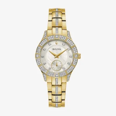 Bulova Unisex Adult Crystal Accent Gold Tone Stainless Steel Bracelet Watch 98l283