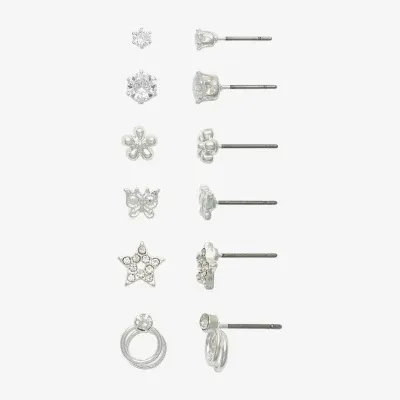 Mixit Hypoallergenic 6 Pair Butterfly Flower Star Earring Set