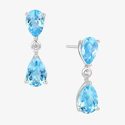 Genuine Blue Topaz Sterling Silver Drop Earrings