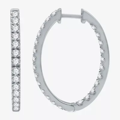 (H-I / I1) 2 CT. T.W. Lab Grown Diamond 10K or 14K White Yellow Gold 28.2mm Hoop Earrings