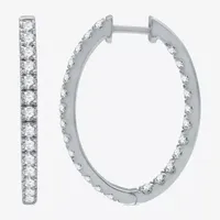 (H-I / I1) 2 CT. T.W. Lab Grown Diamond 10K or 14K Gold 28.2mm Hoop Earrings