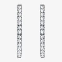 (H-I / I1) 2 CT. T.W. Lab Grown Diamond 10K or 14K White Yellow Gold 28.2mm Hoop Earrings