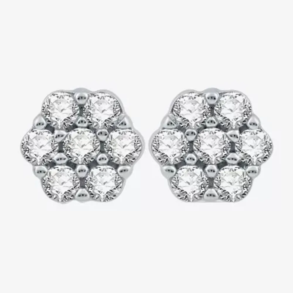 Diamond Blossom 1/2 CT. T.W. Natural White Diamond 10K White Gold 7.1mm Stud Earrings
