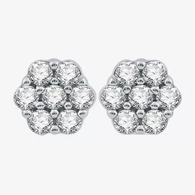 Diamond Blossom 1/2 CT. T.W. Natural White Diamond 10K White Gold 7.1mm Stud Earrings