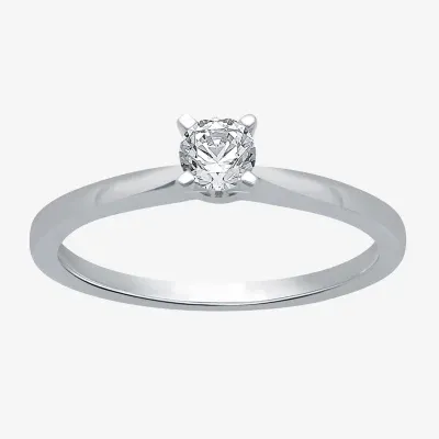 (H-I / I1) Womens 1/4 CT. T.W. Lab Grown White Diamond 10K Gold Round Solitaire Engagement Ring