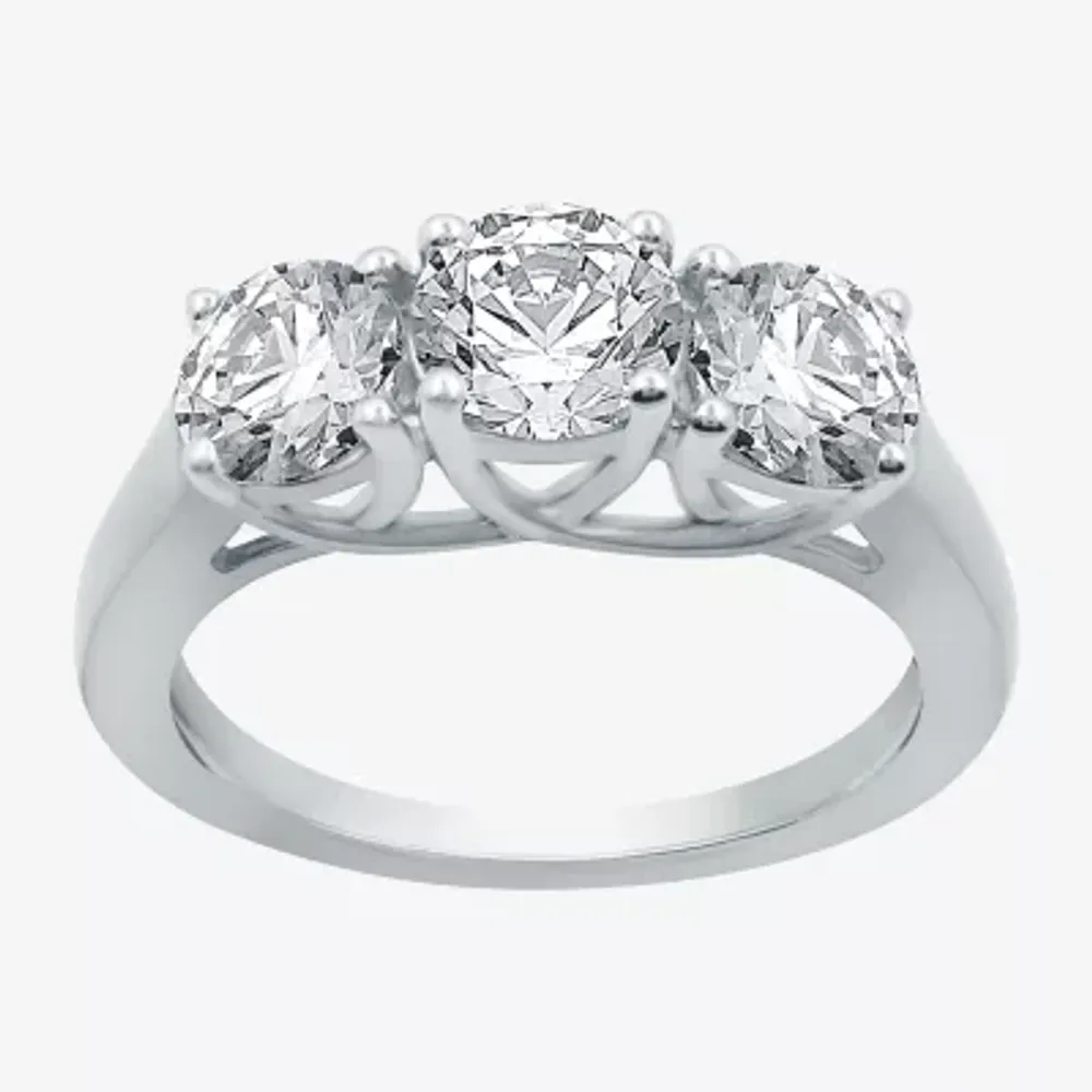 Womens 2 1/4 CT. T.W. Lab Grown White Diamond 10K Gold Round 3-Stone Engagement Ring