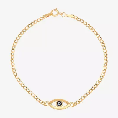 14K Gold Evil Eye Charm Bracelet