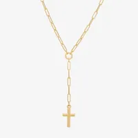 Womens 10K Gold Cross Y Necklace