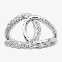 Womens 3/4 CT. T.W. Cubic Zirconia Sterling Silver Curved Side Stone Stackable Ring