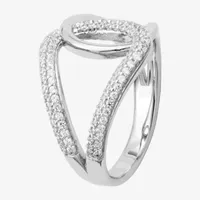 Womens 3/4 CT. T.W. Cubic Zirconia Sterling Silver Curved Side Stone Stackable Ring