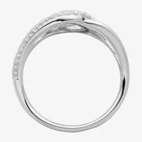 Womens 3/4 CT. T.W. Cubic Zirconia Sterling Silver Curved Side Stone Stackable Ring