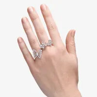 Womens 2 1/3 CT. T.W. Cubic Zirconia Sterling Silver Butterfly Cocktail Ring