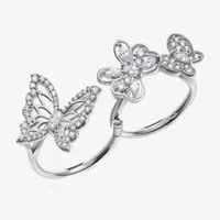 Womens 2 1/3 CT. T.W. Cubic Zirconia Sterling Silver Butterfly Cocktail Ring