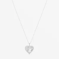 Womens Mother Of Pearl Sterling Silver Heart Pendant Necklace