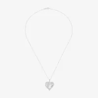 Womens White Mother Of Pearl Sterling Silver Heart Pendant Necklace