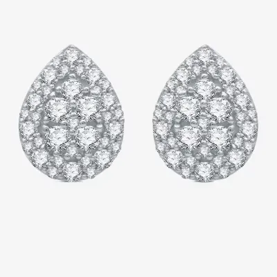 (H-I / I1) 1 CT. T.W. Lab Grown White Diamond Sterling Silver 12.7mm Pear Stud Earrings