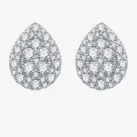 (H-I / I1) 1 CT. T.W. Lab Grown White Diamond Sterling Silver 12.7mm Pear Stud Earrings