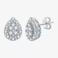 (H-I / I1) 1 CT. T.W. Lab Grown White Diamond Sterling Silver 12.7mm Pear Stud Earrings