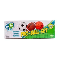 Toysmith Toysmith Get Outside Go Pro-Ball Set Pack Of 3 (5-Inch Soccer Ball6.5-Inch Football And 5-Inch Basketball)