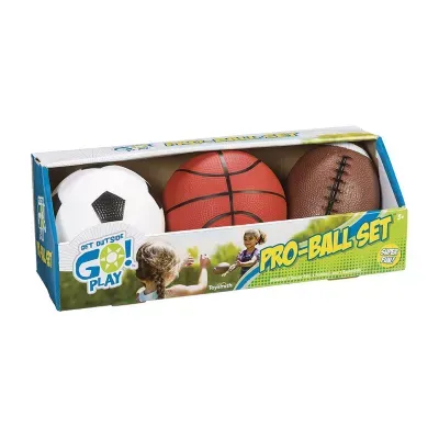 Toysmith Toysmith Get Outside Go Pro-Ball Set Pack Of 3 (5-Inch Soccer Ball6.5-Inch Football And 5-Inch Basketball)
