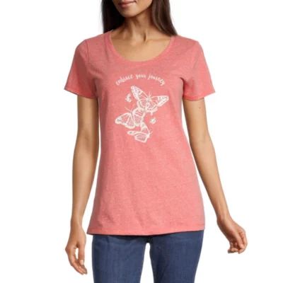 St. John's Bay Tall Womens Crew Neck Short Sleeve Graphic T-Shirt