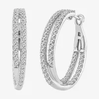 2 CT. T.W. Natural White Diamond 14K White Gold 27.2mm Hoop Earrings