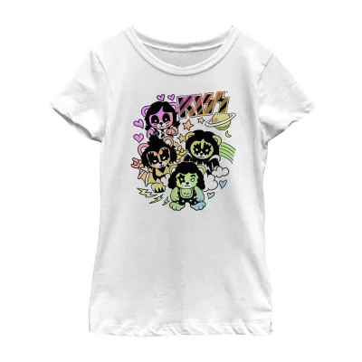 Little & Big Girls Crew Neck Short Sleeve KISS Graphic T-Shirt