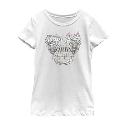 Little & Big Girls Crew Neck Short Sleeve Billy Joel Graphic T-Shirt